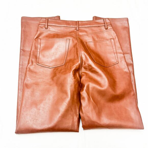 Wilfred Brown Faux Leather Zip Fly Dress Pants Straight Leg #FSL4-6940-30 Size 6 - Picture 5 of 9